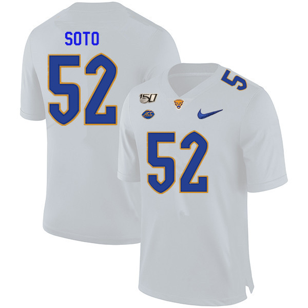 2019 Men #52 Shakir Soto Pitt Panthers College Football Jerseys Sale-White